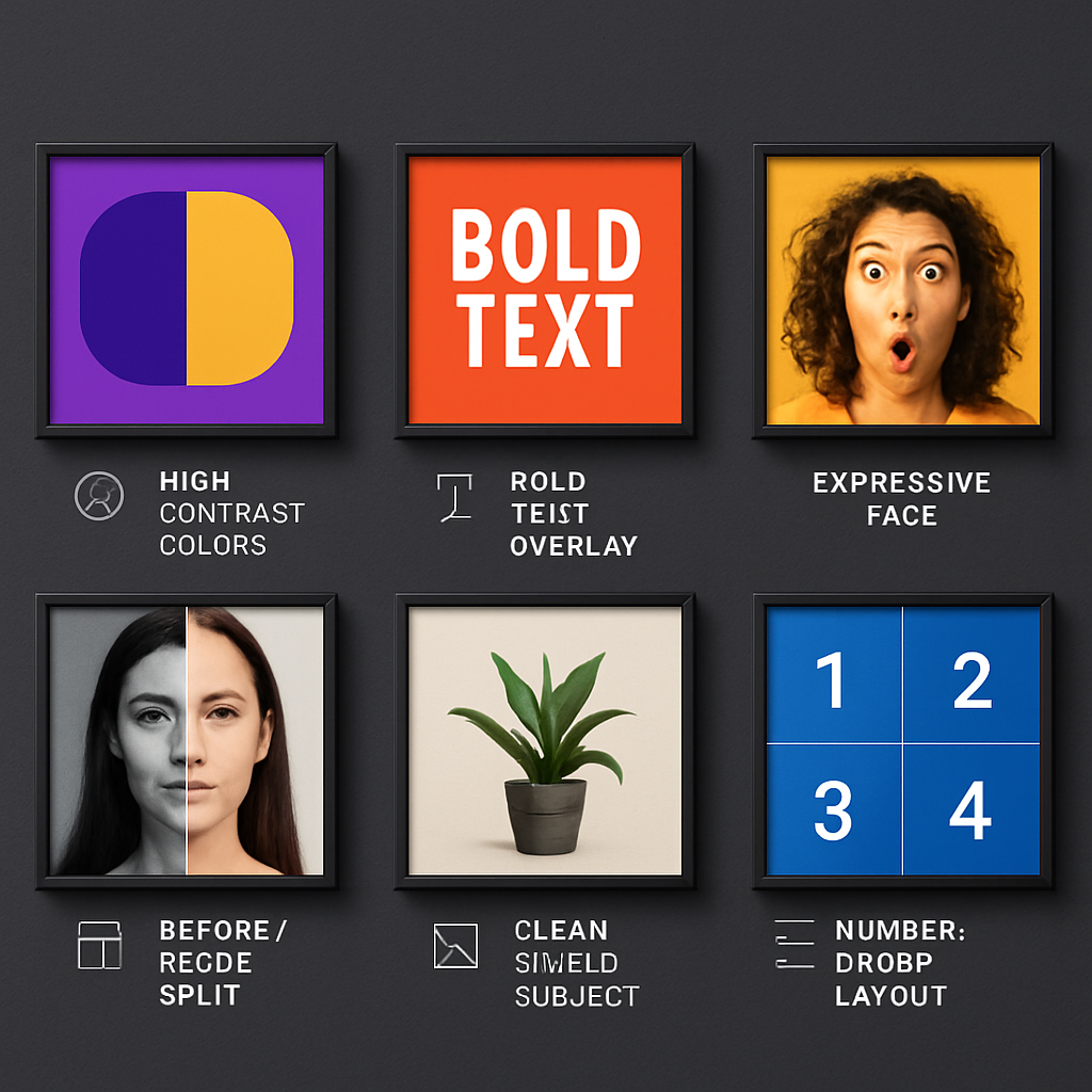 YouTube thumbnail design tips — high CTR thumbnail elements diagram