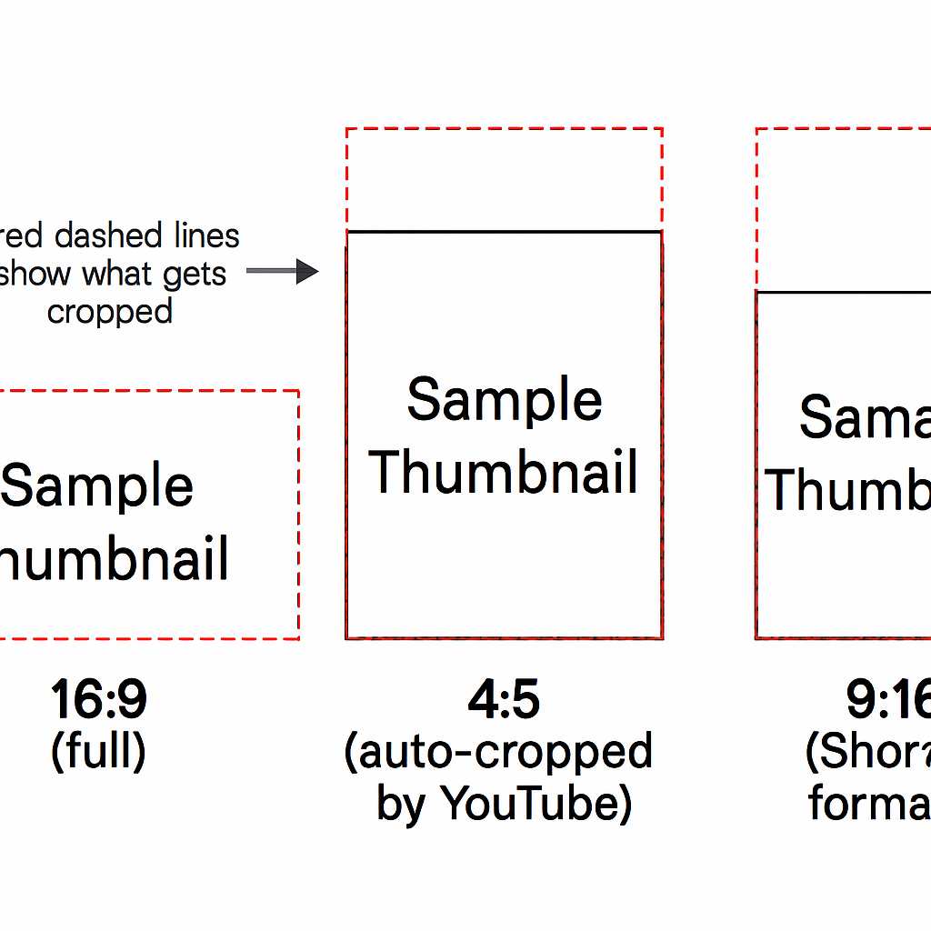 YouTube thumbnail aspect ratio comparison — 16:9 vs 4:5 vs 9:16