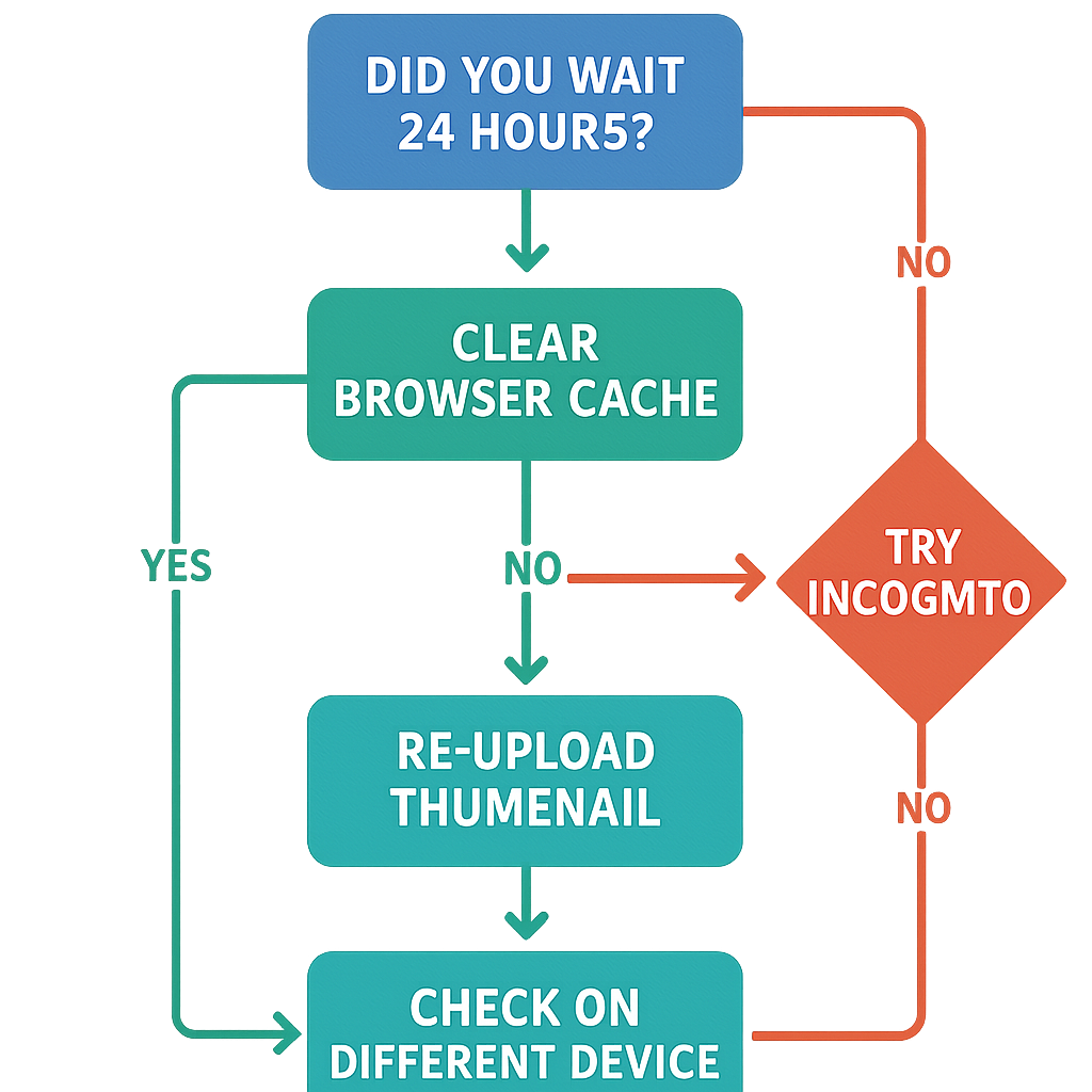 YouTube thumbnail not changing — troubleshooting flowchart diagram