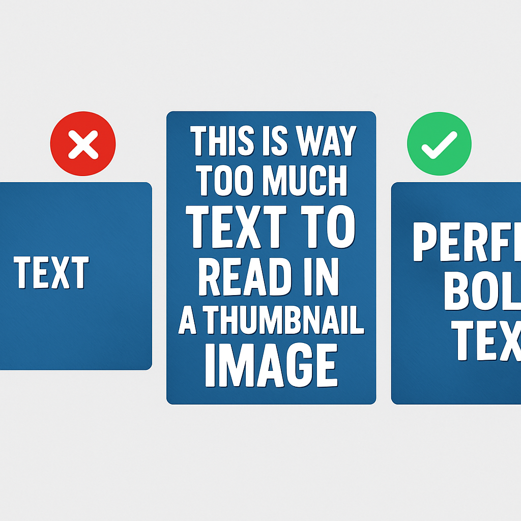 YouTube thumbnail text placement and font size guide diagram